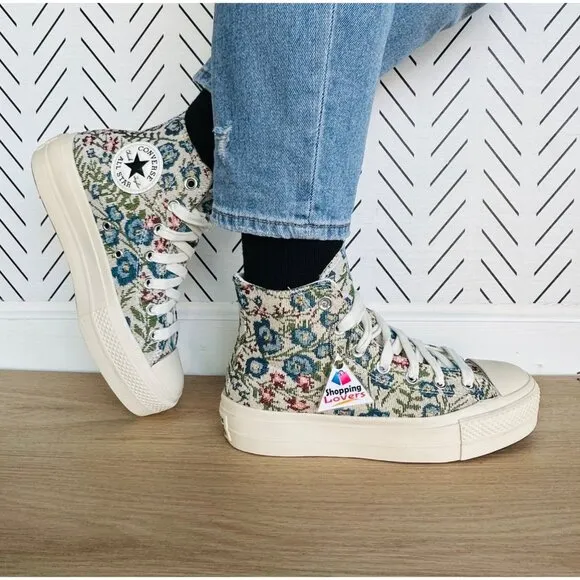 ⭐Converse 6 Women's Sneakers Chuck Taylor Lift Platform Floral Tapestry A11992C
