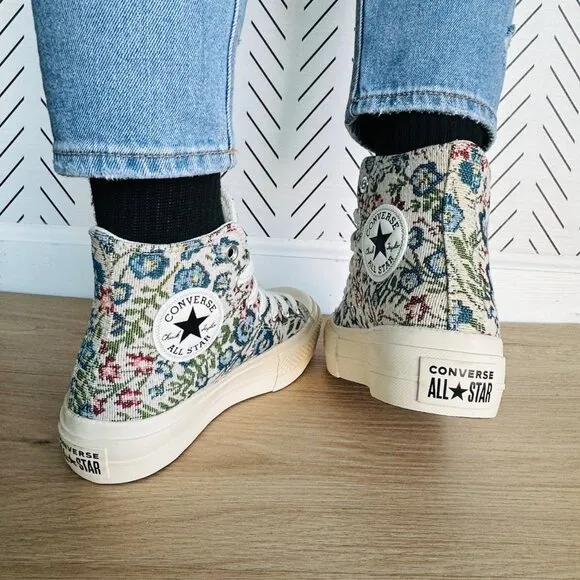 ⭐Converse 6 Women's Sneakers Chuck Taylor Lift Platform Floral Tapestry A11992C