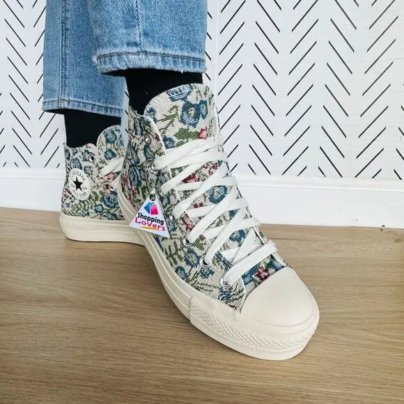 ⭐Converse 6 Women's Sneakers Chuck Taylor Lift Platform Floral Tapestry A11992C