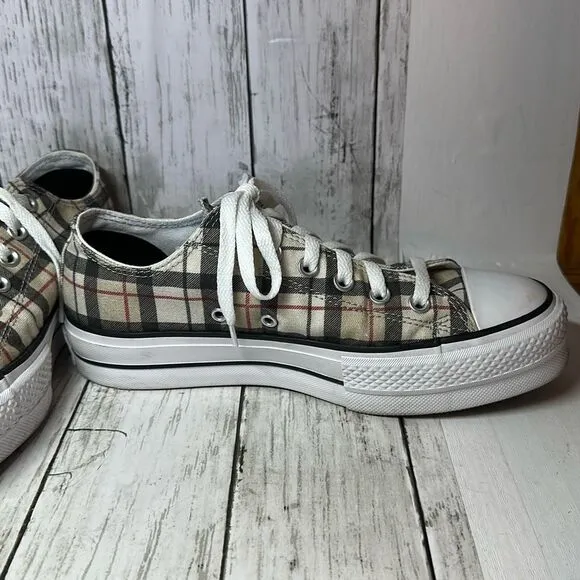 Converse All Star 171210C Plaid Platform Chuck Taylor Sneakers Low Top M6.5 W8.5