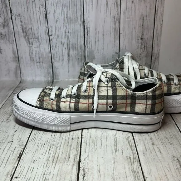 Converse All Star 171210C Plaid Platform Chuck Taylor Sneakers Low Top M6.5 W8.5