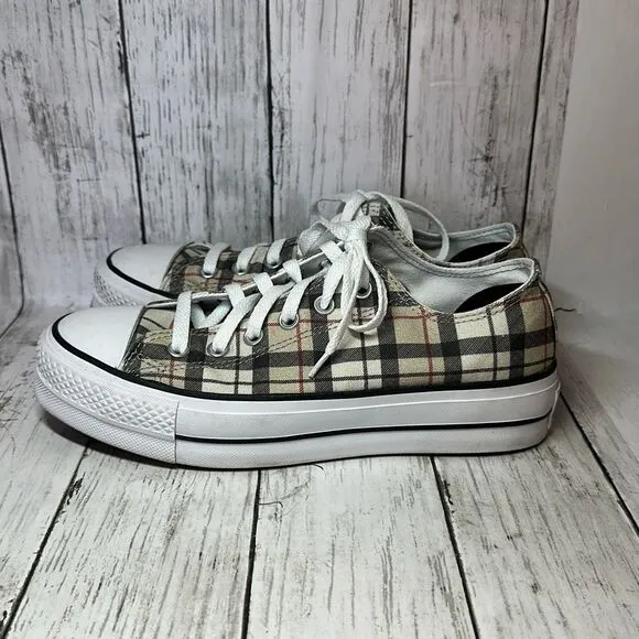 Converse All Star 171210C Plaid Platform Chuck Taylor Sneakers Low Top M6.5 W8.5