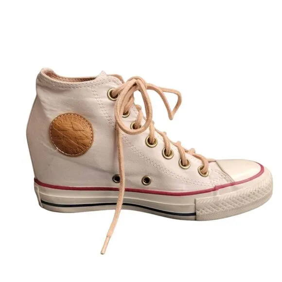 Converse All Star Chuck Taylor White Canvas Kicks Platform Heels Sneakers Shoes