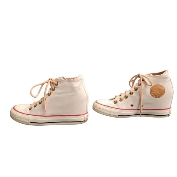 Converse All Star Chuck Taylor White Canvas Kicks Platform Heels Sneakers Shoes