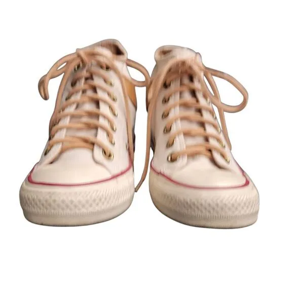 Converse All Star Chuck Taylor White Canvas Kicks Platform Heels Sneakers Shoes