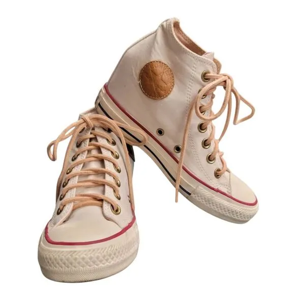 Converse All Star Chuck Taylor White Canvas Kicks Platform Heels Sneakers Shoes