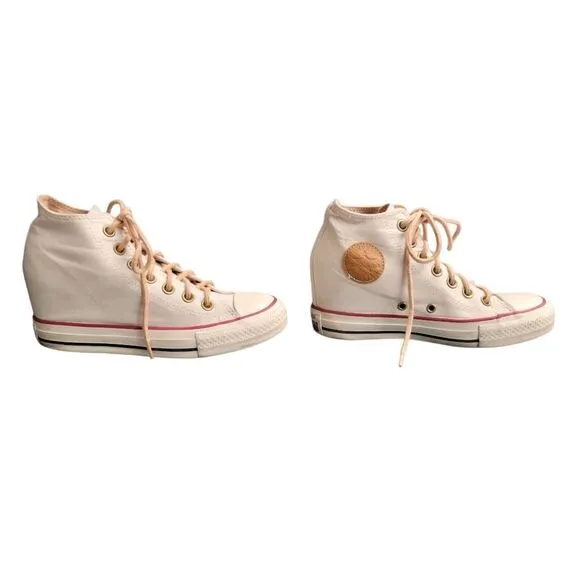 Converse All Star Chuck Taylor White Canvas Kicks Platform Heels Sneakers Shoes