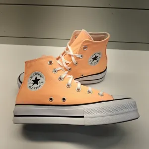 Converse All Star High-Top Lift Platform Peach Beam Bright Sneakers Women's 7.5