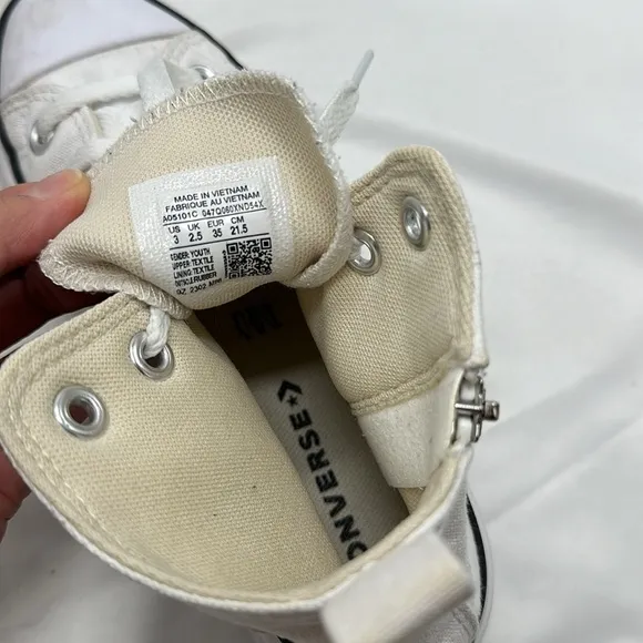 Converse All Star Platform White Sneakers Size 3