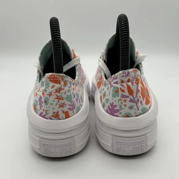 Converse All Star Shoes Kids Size 4 Platform Floral Canvas Low Top Sneakers