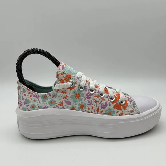 Converse All Star Shoes Kids Size 4 Platform Floral Canvas Low Top Sneakers