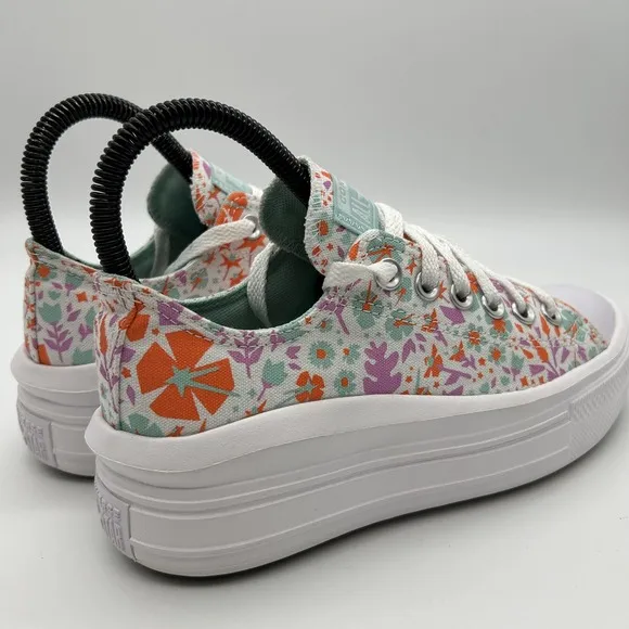 Converse All Star Shoes Kids Size 4 Platform Floral Canvas Low Top Sneakers