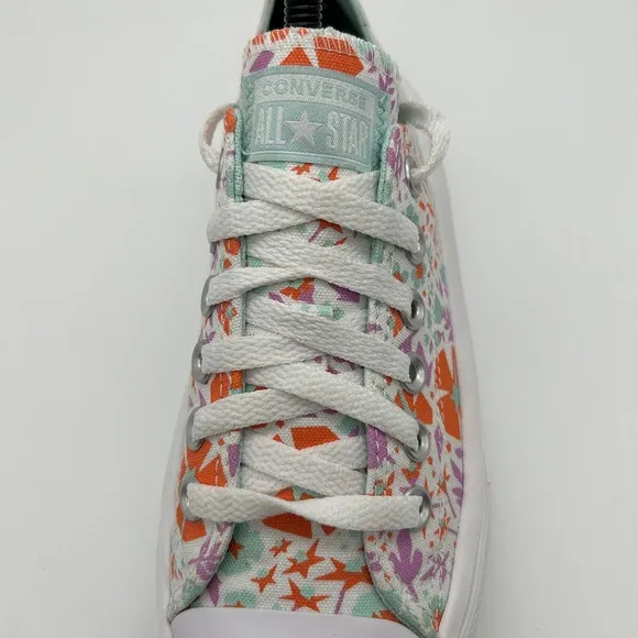 Converse All Star Shoes Kids Size 4 Platform Floral Canvas Low Top Sneakers