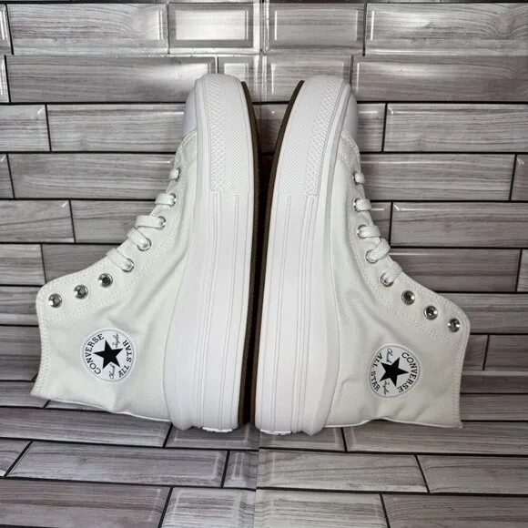 Converse All Star Women's White Move HI Platform Sneakers Shoe Size 10-NEW