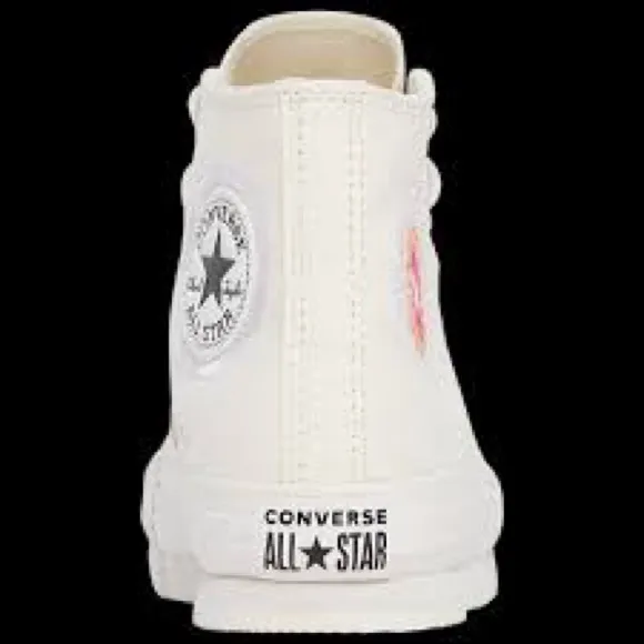 Converse All-Stars ivory embroidery high top sneakers size 4 1/2