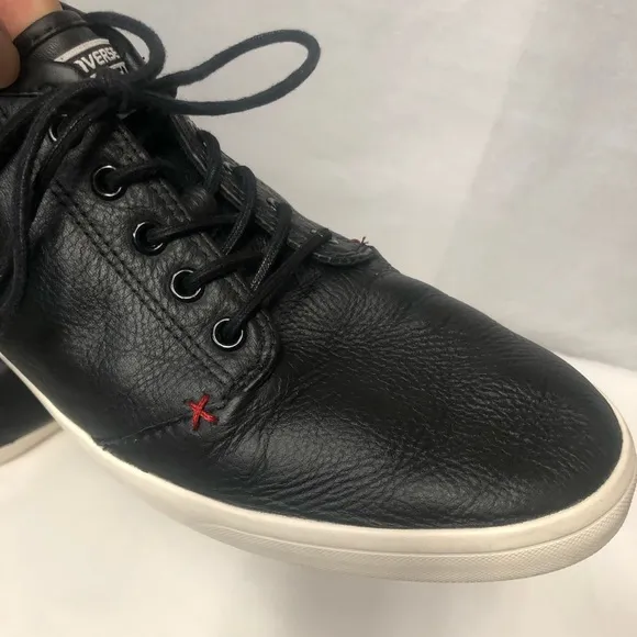 CONVERSE Black Street Textured Leather Low Top Sneaker like new Sz 13 pebbled