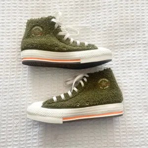Converse Chuck Taylor All Star Sherpa EVA Platform High Dark Moss Bold Mandarin