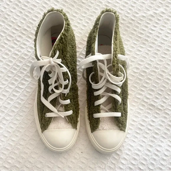 Converse Chuck Taylor All Star Sherpa EVA Platform High Dark Moss Bold Mandarin