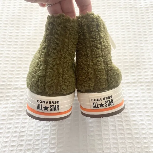 Converse Chuck Taylor All Star Sherpa EVA Platform High Dark Moss Bold Mandarin