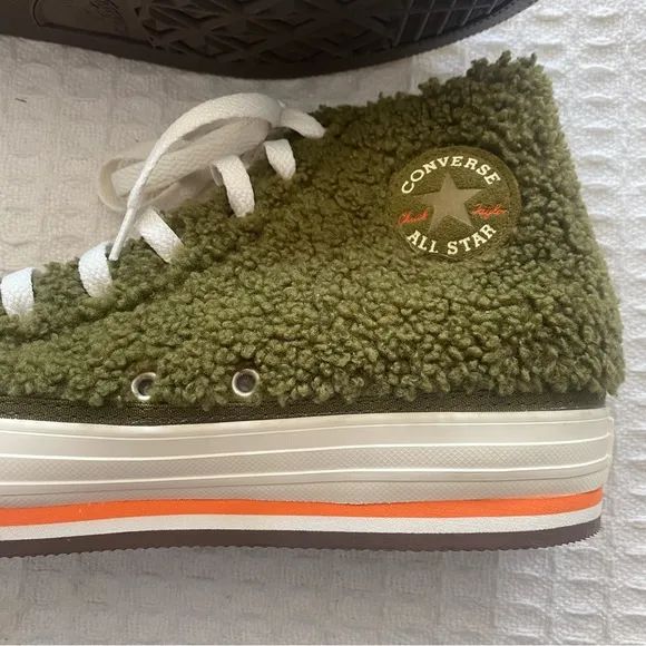 Converse Chuck Taylor All Star Sherpa EVA Platform High Dark Moss Bold Mandarin