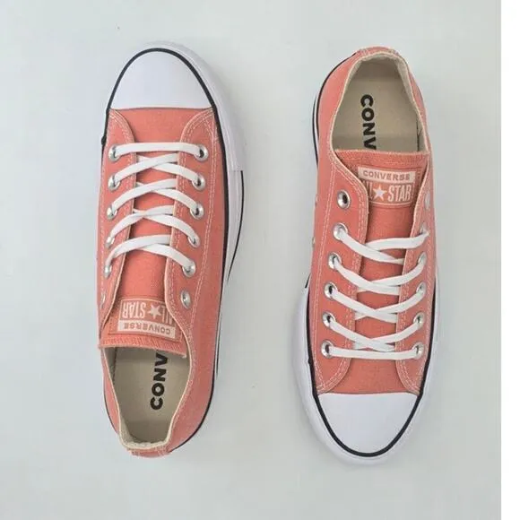 Converse Chuck Taylor Lift Ox Platform Sneakers Desert Peach Low Top Women's 7