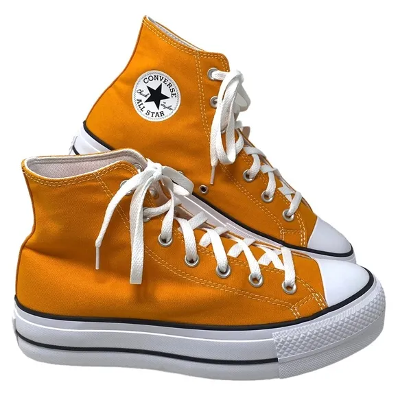 Converse Chuck Taylor Lift Platform Orange Canvas Women's High Sneakers A09953C