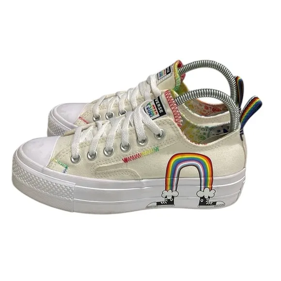 Converse Chuck Taylor Lift Platform Rainbow Pride Sneakers Women SZ 6.5