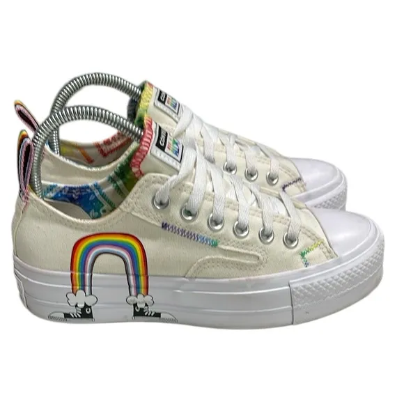 Converse Chuck Taylor Lift Platform Rainbow Pride Sneakers Women SZ 6.5