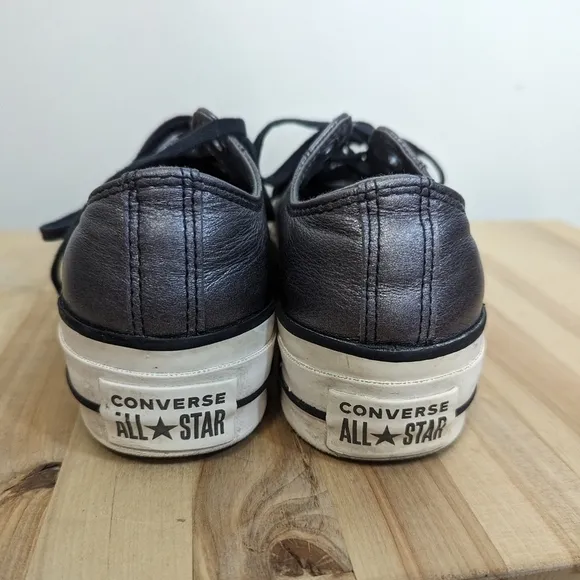 Converse Chuck Taylor Metallic Grey Platform Sneakers Low Top 6.5