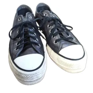 Converse Chuck Taylor Metallic Grey Platform Sneakers Low Top 6.5