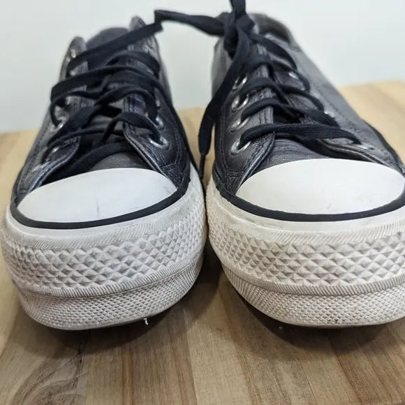 Converse Chuck Taylor Metallic Grey Platform Sneakers Low Top 6.5