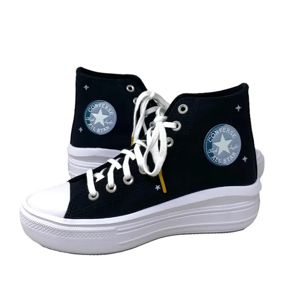 Converse Chuck Taylor Move Celestial Canvas Black High Platform Sneakers A02896C