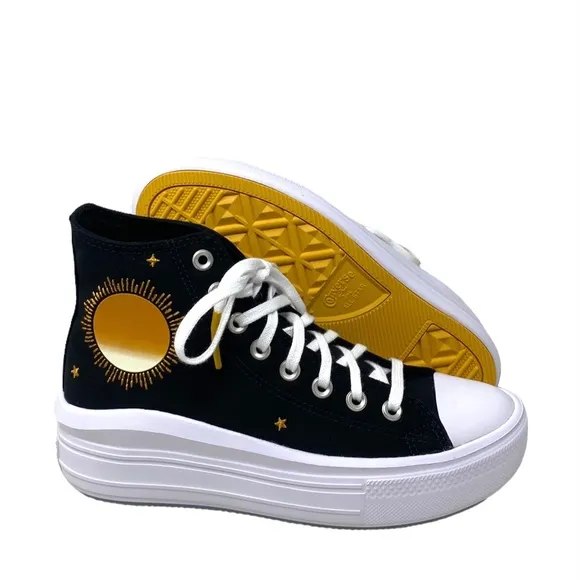 Converse Chuck Taylor Move Celestial Canvas Black High Platform Sneakers A02896C