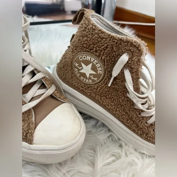Converse Chuck Taylor Move Platform High Top Cream Sherpa Women Sneakers
