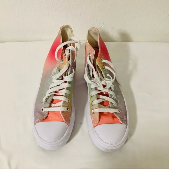 Converse Chuck Taylor Size 5 Pink and Orange High-Top Platform Sneakers EUC