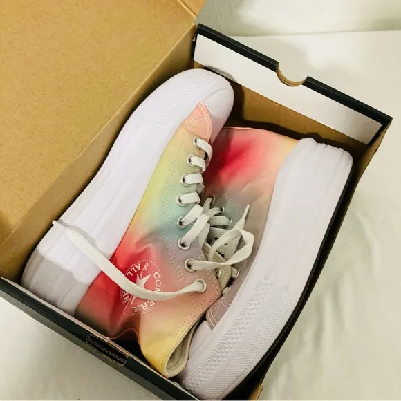 Converse Chuck Taylor Size 5 Pink and Orange High-Top Platform Sneakers EUC