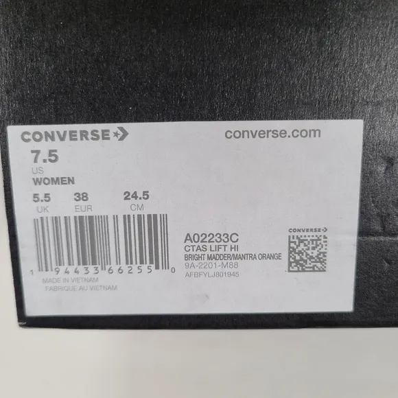 Converse CTAS Lift Hi Mantra Orange Platform Sneakers Women's 7.5
