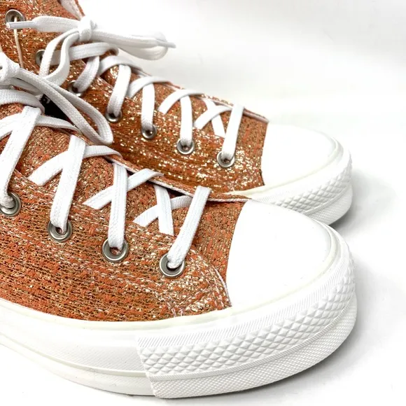 Converse CTAS Lift Platform High Top Gold Women Canvas Size Sneakers 570984C