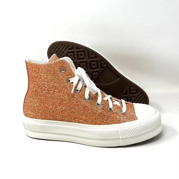 Converse CTAS Lift Platform High Top Gold Women Canvas Size Sneakers 570984C