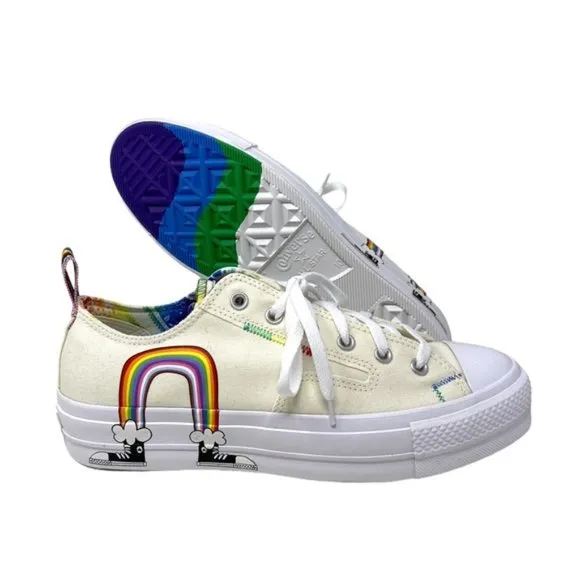 Converse CTAS Lift Platform Low Top Multi Egret Men Canvas Sneakers Size A02264C