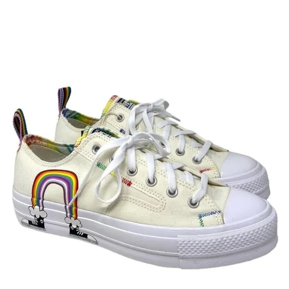 Converse CTAS Lift Platform Low Top Multi Egret Men Canvas Sneakers Size A02264C