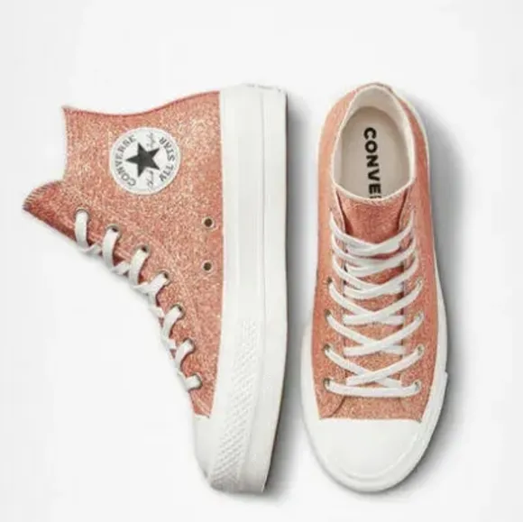Converse CTAS loft hi healing clay/light gold platform sneakers size 7