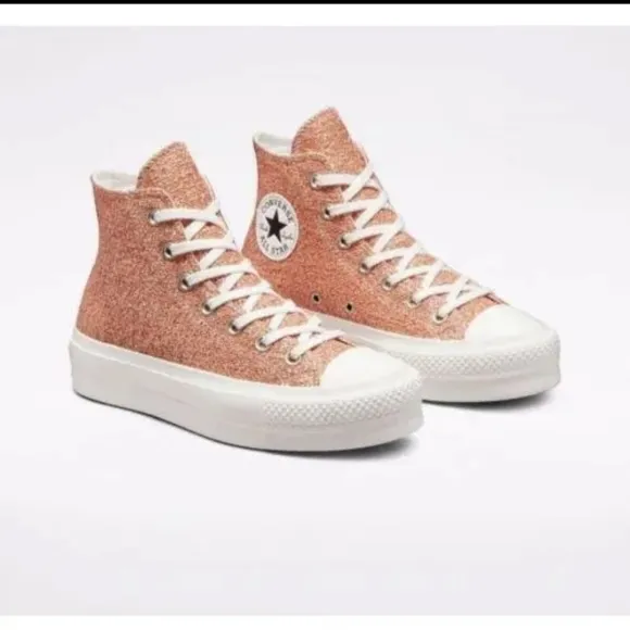 Converse CTAS loft hi healing clay/light gold platform sneakers size 7