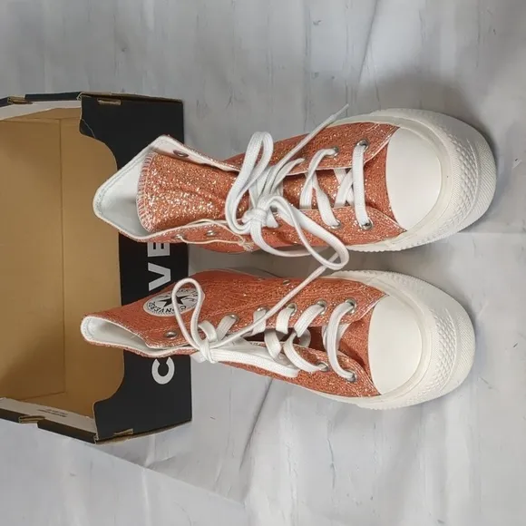 Converse CTAS loft hi healing clay/light gold platform sneakers size 7