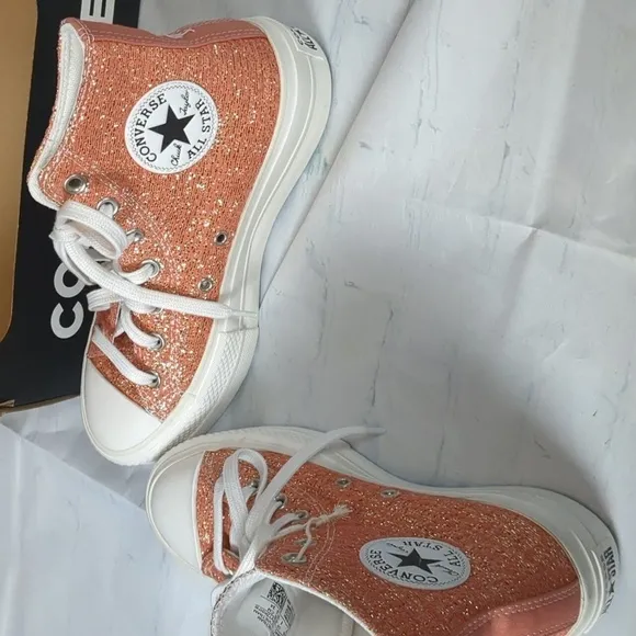 Converse CTAS loft hi healing clay/light gold platform sneakers size 7