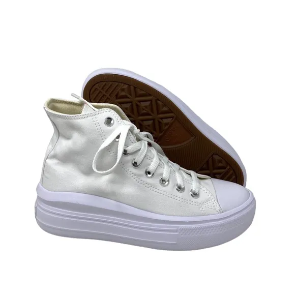 Converse Ctas Move For Women Platform White Canvas Sneakers Casual 568498C-WWWB