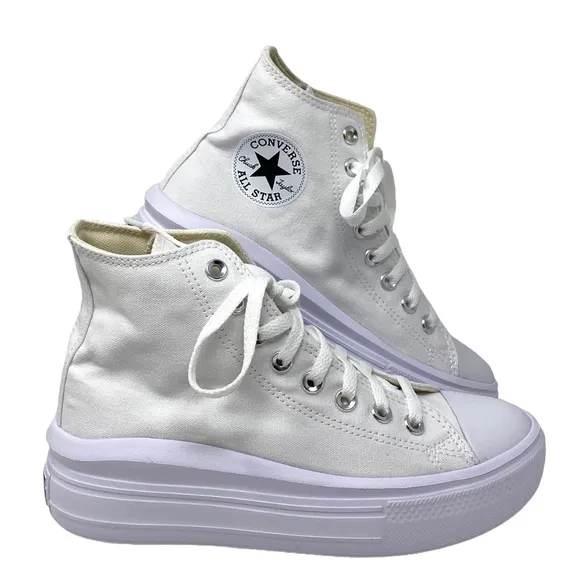 Converse Ctas Move For Women Platform White Canvas Sneakers Casual 568498C-WWWB