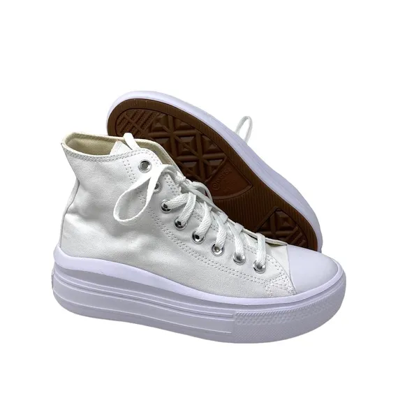 Converse Ctas Move For Women Platform White Canvas Sneakers Casual 568498C-WWWB