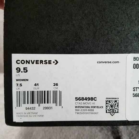 Converse CTAS Move Hi Platform Sneakers White Natural Ivory Women's Size 9.5