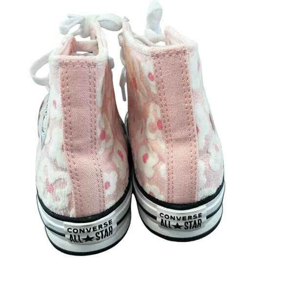 Converse Girls Chuck Taylor All Star Floral daisy Lift Platform Sneakers size 3